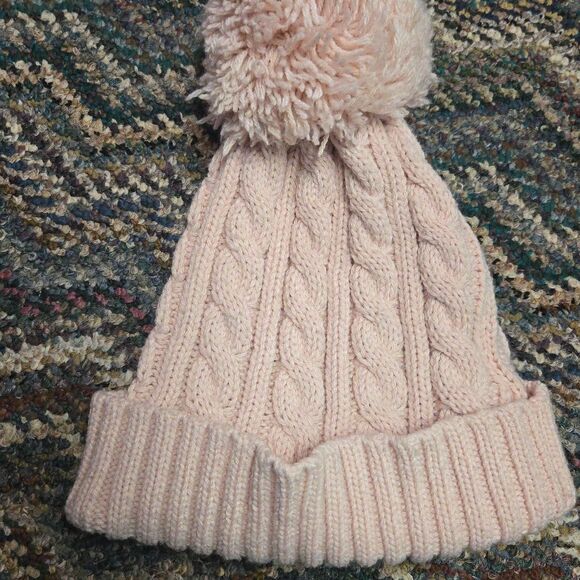 Calvin Klein Cable Knit Pink Beanie with PomPom main image 3